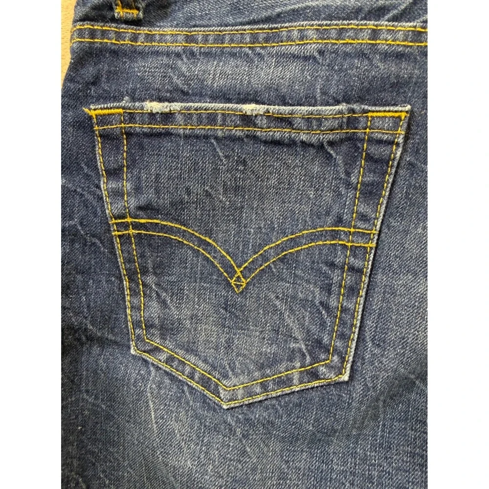 Levis 502 Regular Taper Jeans Blue Distressed Denim Boys Size 14 27x29